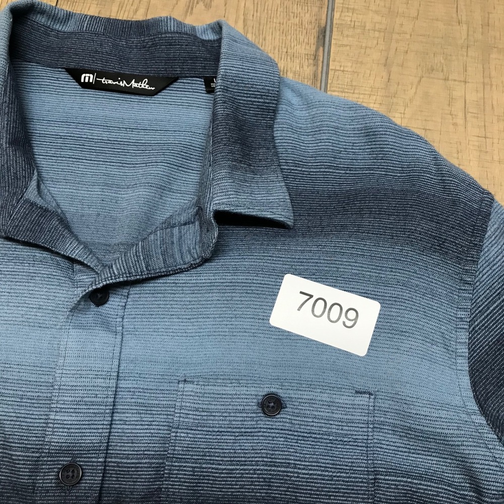 Travis Mathew Shirt Mens Size L Blue Button Up Long Sleeve Striped Cotton Blend - Picture 11 of 11